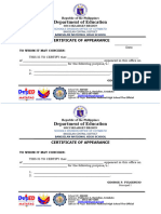 Certificate of Appearance Banisilan NHS