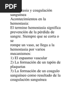 Hemostasia y Coagulación Sanguínea