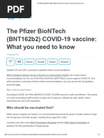 The Pfizer BioNTech (BNT162b2) COVID-19 Vaccine - What You Need To Know