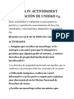 Actividades y Evaluación de Unidad #4.