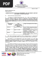 Region Memorandum CLMD 2024 087 ADMINISTRATION OF THE ELLN ASSESSMENT NAT FOR GRADE 6 AND NAT FOR GRADE 12 FOR SY 2023 2024