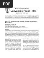 An HRTF Based Approach Towards Binaural Sound Source Localization