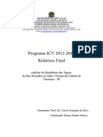 Programa ICV 2011-2012 Relatório Final Análise Da Qualidade Das Águas Do Rio Parnaíba No Meio Urbano Da Cidade de Teresina - PI