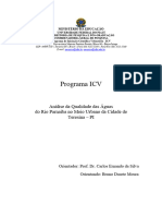 Relatório Parcial Parnaíba Programa ICV Análise Da Qualidade Das Águas Do Rio Parnaíba No Meio Urbano Da Cidade de Teresina - PI