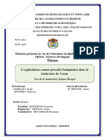 Thème: L'explicitation Comme Procédé D'adaptation Dans La Traduction Du Coran