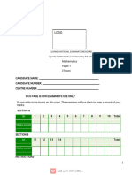 Mathematics Sample UNEB NCDC Lower 1-2