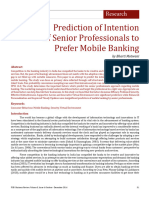 Prediction of Intention of Senior Professionals To Prefer Mobile Banking