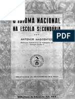 Livro - O Idioma Nacional Na Escola Secundaria - Antenor Nascentes