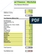 Your Personal Cash Flow Statement Worksheet Income (Money In)