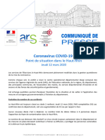 CP Point de Situation Coronavirus Covid 19 Dans Le Haut-Rhin