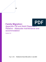 Appendix FM and Adult Dependent Relative Adequate Maintenance and Accommodation