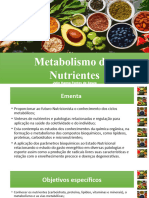 Metabolismo Dos Nutrientes: Julie Hanna Fontes de Souza