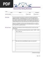 Seasonal Goal Setting Worksheet: Instructions