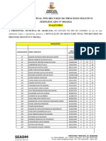 Resultado Final Pós-Recurso Do Processo Seletivo SIMPLIFICADO #006/2024 Maqueiro