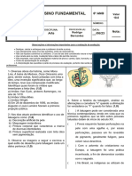 Avaliação de Artes 6° Ano 2° Bim