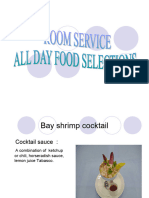 All Day Food Selections Room Service