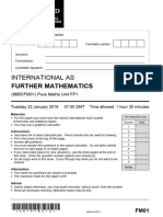 As Level Further Maths Unit 1 Question Paper Jan19