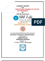 "Consumer Perception Towards of The Sbi Life Insurance": A Project Report ON