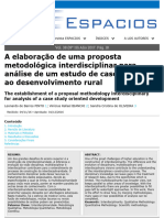 A Elaboração de Uma Proposta Metodológica Interdisciplinar para Análise de Um Estudo de Caso Voltado Ao Desenvolvimento Rural