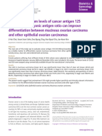 Preoperative Serum Levels of Cancer Antigen 125 and Carcinoembryonic Antigen Ratio Can Improve Differentiation Between Mucinous Ovarian Carcinoma and Other Epithelial Ovarian Carcinomas