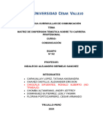 Experiencia Curricullar de Comunicación Tema Matriz de Dispersion Temática Sobre Tu Carrera Profesional Curso: Comunicación