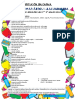 Lista de Útiles Escolares de 1° Grado 2024 (Llacuabamba)