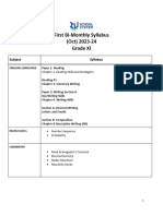 Grade XI Bi Monthly Syllabus (Oct 2023-24)