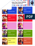 Paw Patrol Etiquetas Escolares Editables Gratis