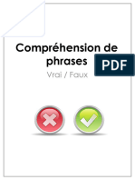 Copie de Compréhension de Phrases - Vrai Faux