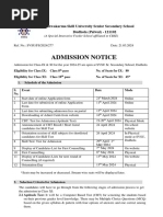 Admission Notice 9TH And11th Class 2024 25