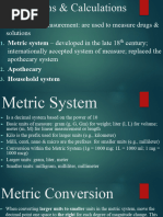 Medications & Calculations - Pharma (Midterm)