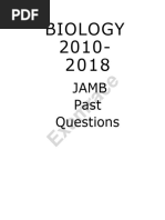 JAMB Biology Past Questions 2010 2018