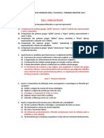 Questionario Tarefas Primeira Série Filosofia Primeiro Bimestre 2024