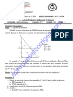 Mathematiques 4eme 2eme Devoir Du 1er Semestre 2023-2024 Ceg Goho - Abomey