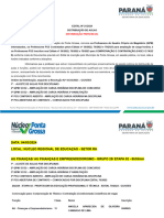 Edital 21 - 2024 - Convocação de Professores para Contratação e Distribuição de Aulas Educação Profissional - Ponta Grossa - 04-03-2024