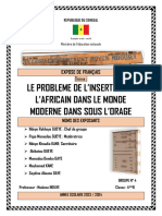 Les Problèmes de L'insertion de L'africain Dans Le Monde Moerne