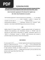 A1.Provisional Agreement For Captive Use For Project Registered Under Gujarat Solar Power Policy 2021 (Other Than Residential)