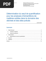 Détermination Du Seuil de Quantification Pour Les Analyses D'échantillons de Matières Solides Dans Le Domaine Des Déchets Et Des Sites Pollués