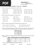 Lista de Revisão - AV2 - 1º Trimestre - 7º Ano