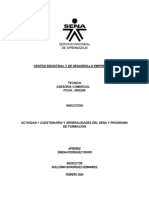 Actividad 1 Cuestionario y Generalidades Del Sena y Programa de Formacion