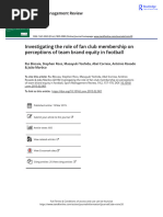 Investigating The Role of Fan Club Membership On Perceptions of Team Brand Equity in Football