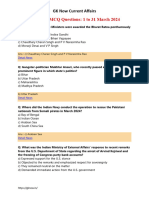 Monthly Current Affairs MCQ 1 To 31 March 2024 English