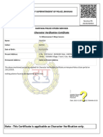 Character Verification Certificate: Office of Superintendent of Police, Bhiwani