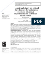 An Empirical Study On Critical Failure Factor For ERP in Indian Retail Sector