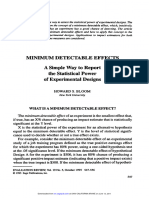 MINIMUM DETECTABLE EFFECTS A Simple Way To Report The Statistical Power of Experimental Designs