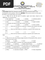 First Periodical Test - Mapeh 6