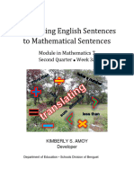 Passed - 952-13-21MELCS-Benguet - Math7 - Q2 - W3a - Translating English Sentence To Mathematical Sentence - V5