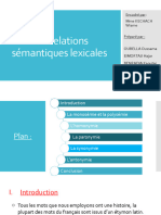 Les Relations Sémantiques Lexicales Fin