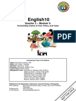 English 10 - Q2 - Module 3 - Formulating Claims of Fact Policy and Value