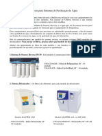 Filtros para o Sistema de Purificação de Água Gehaka